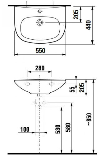 Раковина из сантехнического фарфора Jika Zeta 8103910001049 44х55 подвесная цвет белый - фото 4