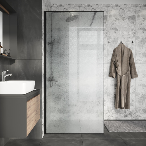 Душевая перегородка Niagara Nova NG-781-90BLACK 90х200 стекло матовое профиль черный матовый - фото 3