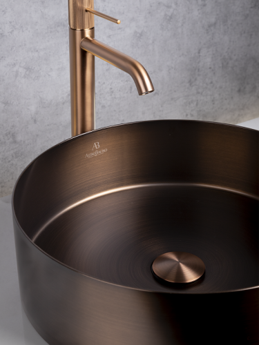 Раковина из нержавеющей стали AltroBagno Luna AltroBagnoLuna001004BrAn 40х40 накладная цвет бронза состаренная - фото 4