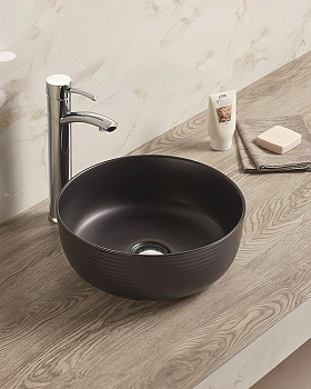 Раковина керамическая Art&Max AM-102-MB 36х36 накладная цвет черный матовый