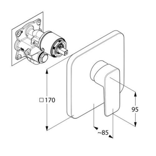 Смеситель Kludi Pure&Style 406550575 встраиваемый в стену хром - фото 5