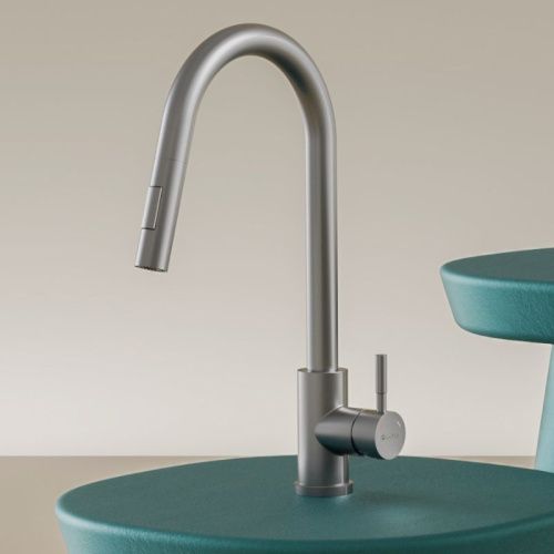 Смеситель для кухни Knotlor STREAMLINE SS-09 на мойку нержавеющая сталь - фото 4