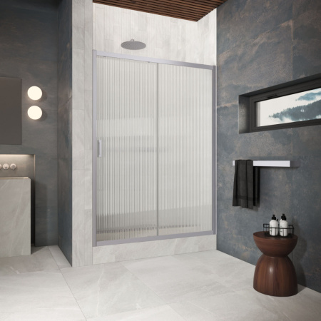 Душевая дверь Vegas-Glass ZP Protec ZP Protec h1900 145 07 Moru 145х190 стекло рифленое профиль хром матовый