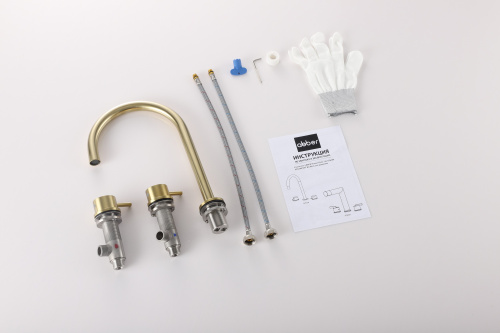 Смеситель Abber Wasser Kreis 316 AF8108BG-M на раковину брашированное золото - фото 2