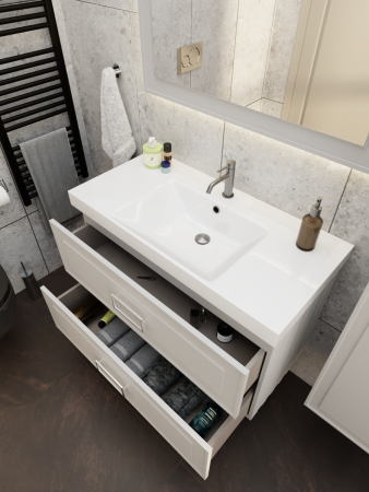 Тумба с раковиной La Fenice Cubo TWIN NFNC-01-CUB-C-100-2-2-100 100х50 подвесная цвет бежевый