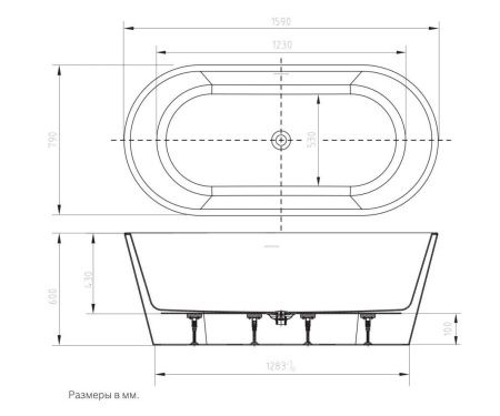 Ванна акриловая Art&Max Torino AM-TORINO-1600-780 160х80 отдельностоящая овальная