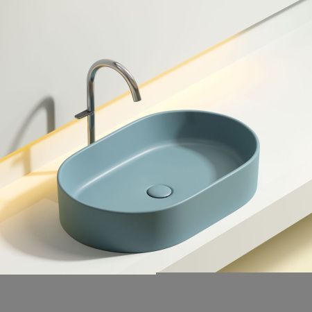 Раковина из сантехнического фарфора Ceramica Nova ELEMENT CN6048MLG 60х40 накладная цвет зеленый без отверстий под смеситель