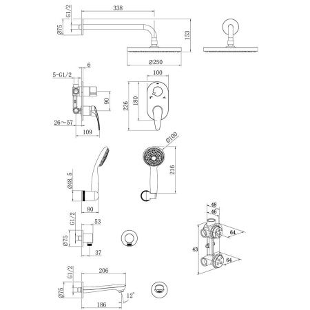 Душевая система LeMark Linara LM0422C встраиваемая в стену цвет хром