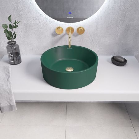 Раковина из сантехнического фаянса Grossman Color GR-3013OLM 40х40 накладная цвет зеленый без отверстий под смеситель