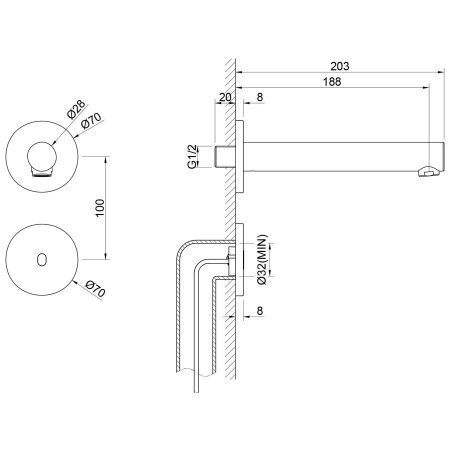 Смеситель для раковины Timo Saona 2373/17SM встраиваемый в стену золото