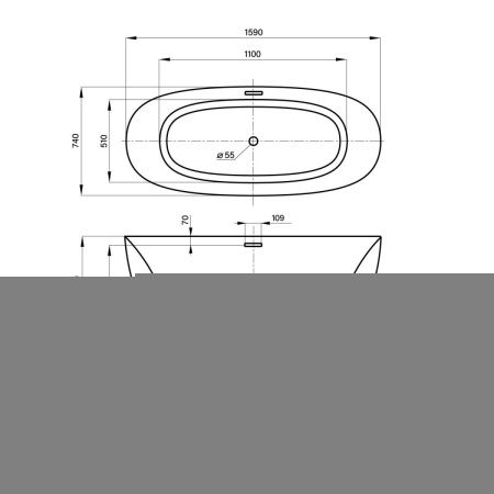 Ванна акриловая Wellsee Éclatant 231301000 160х75 отдельностоящая овальная с ножками