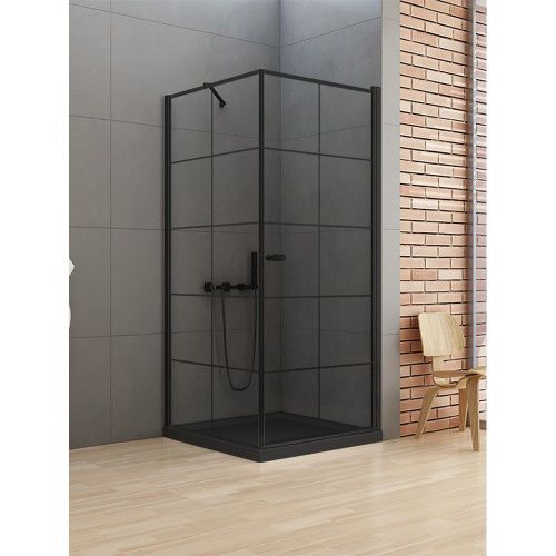 Душевой уголок New Trendy NEW SOLEO Black D-0285A/D-0121B 90х90 стекло прозрачное профиль черный без поддона - фото 2