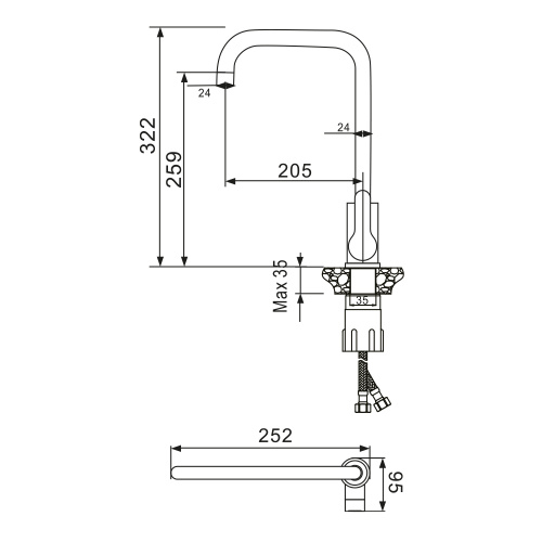 Смеситель для кухни WesnaArt Eko EKO05-150 на мойку сатин - фото 2