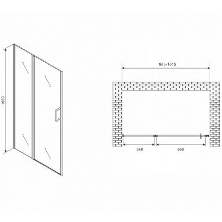 Душевая дверь Abber Sonnenstrand AG04100MS 100х195 стекло матовое профиль хром