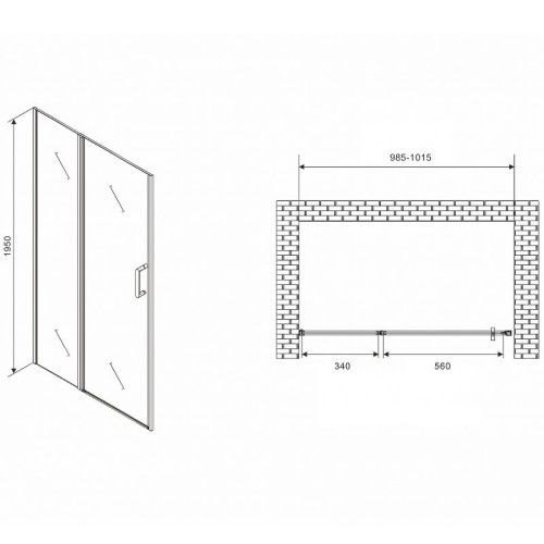 Душевая дверь Abber Sonnenstrand AG04100MS 100х195 стекло матовое профиль хром - фото 4