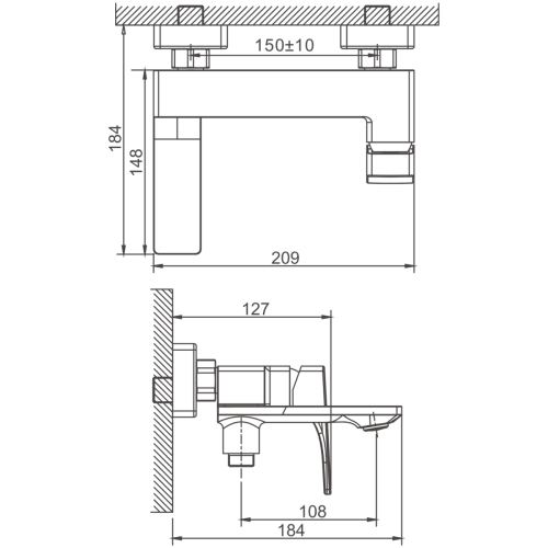 Смеситель для ванны и душа BELZ B60709-7 настенный черный - фото 2