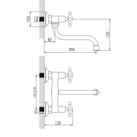 Смеситель для кухни D-Lin D141810 настенный хром