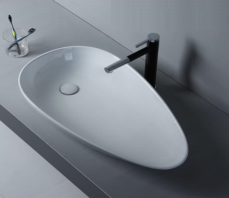 Раковина из санфаянса CeramaLux 7862 76х42 накладная цвет белый