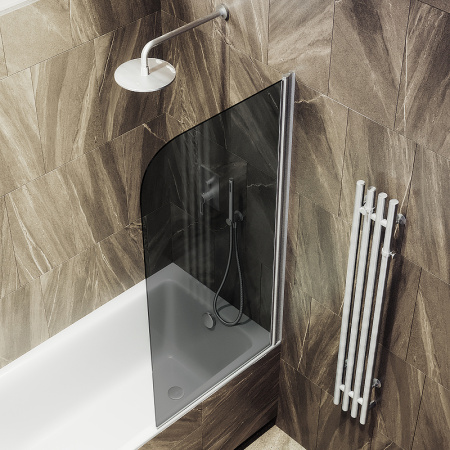 Душевая шторка на ванну Maybah Glass MGV-608-5 50х140 стекло тонированное профиль хром матовый ориентация универсальная