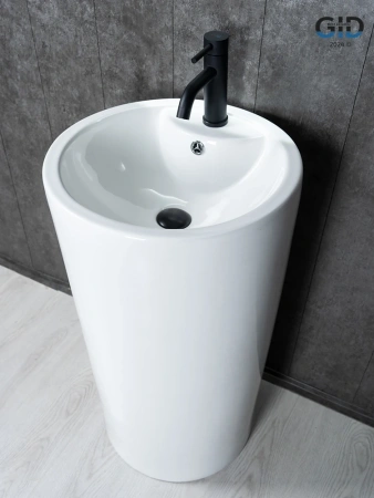 Раковина керамическая Gid Autonomo 81102 46х46 напольная цвет белый 1 отверстие под смеситель