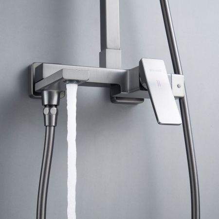 Душевая стойка Shevanik S4636T настенная цвет оружейная сталь