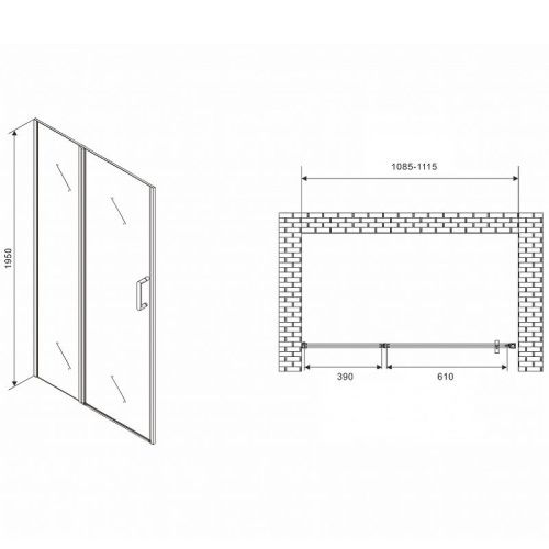 Душевая дверь Abber Sonnenstrand AG04110MS 110х195 стекло матовое профиль хром - фото 4