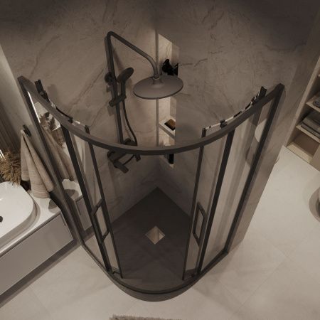 Душевой уголок Grossman Cosmo 301.K33.02.8080.21.00 80х80 стекло прозрачное профиль черный без поддона