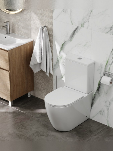 Унитаз напольный с бачком Teymi Lina T40120 белый с сиденьем микролифт безободковый каскадный смыв - фото 4