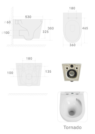 Чаша унитаза подвесная Boheme Avva 973-SET-2-W цвет белый глянцевый с сиденьем микролифт безободковый смыв торнадо