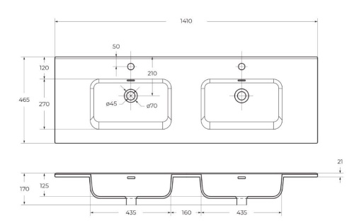 Раковина BelBagno  141 см BB1400-2-ETL накладная цвет белый глянцевый - фото 2