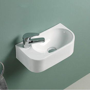 Раковина из сантехнического фарфора Vincea VBS-506L 40х22 подвесная цвет белый 1 отверстие под смеситель