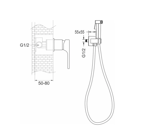 Гигиенический душ со смесителем Rose R1005H черный - фото 3