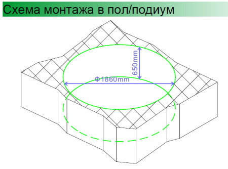 Ванна акриловая гидромассажная Gemy G9090 K 190х190 встраиваемая круглая с каркасом