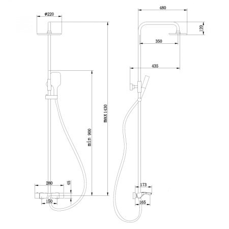 Душевая стойка ABBER AF8516NGL настенная цвет никель