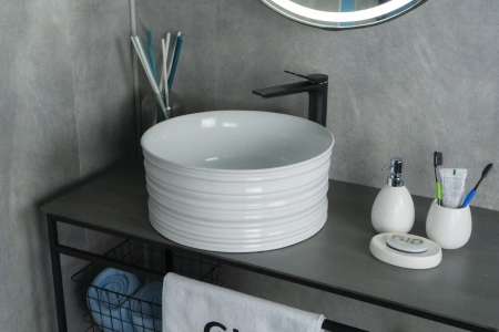 Раковина керамическая Gid Esfera 51174 40х40 накладная цвет белый без отверстий под смеситель