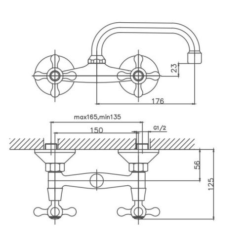 Смеситель для кухни Cron CN4708 настенный хром - фото 3