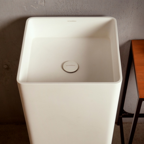 Раковина из искусственного камня MonteBianco Torre 400 13011 45х45 напольная цвет белый матовый без отверстий под смеситель - фото 2