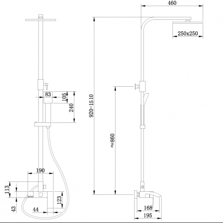 Душевая стойка ABBER AF8616NGL настенная цвет никель