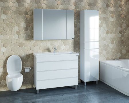 Шкаф-пенал СанТа Марс 700427 40х180 напольный цвет белый/коричневый