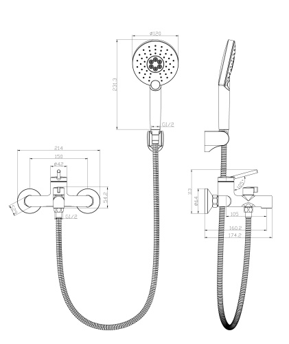 Смеситель для ванны LeMark Minima LM3814C настенный хром - фото 2