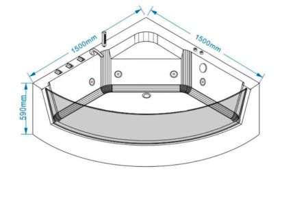 Ванна акриловая Grossman GR-15000-1 150х150 угловая четверть круга с ножками