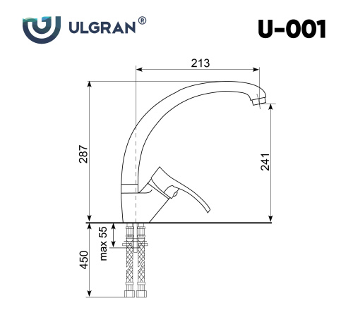Смеситель для кухни Ulgran Classic U-001-342 на раковину графит без термостата - фото 2