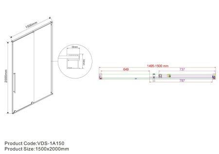 Душевая дверь Vincea Arno VPS-1A150CL 150х200 стекло прозрачное профиль хром
