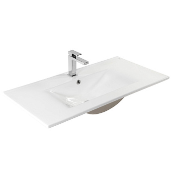 Раковина из сантехнического фарфора Bond Cube S05-900 90х46 встраиваемая цвет белый глянцевый 1 отверстие под смеситель