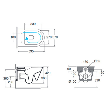 Чаша унитаза подвесная Azzurra FORMA FMVKSPE0000WBI цвет белый без сиденья безободковая смыв торнадо