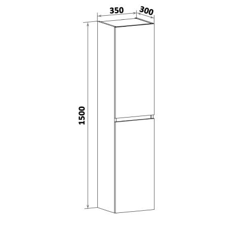 Шкаф-пенал RUNO Манхэттен 00-00001048 35х30х150 подвесной цвет белый