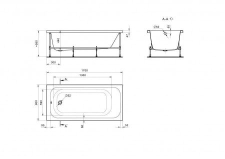 Ванна акриловая Santek Ламма 1WH501763 170х80 пристенная прямоугольная без каркаса