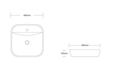 Раковина из сантехнического фарфора Cerutti SPA CR0075 40х40 накладная цвет белый 1 отверстие под смеситель