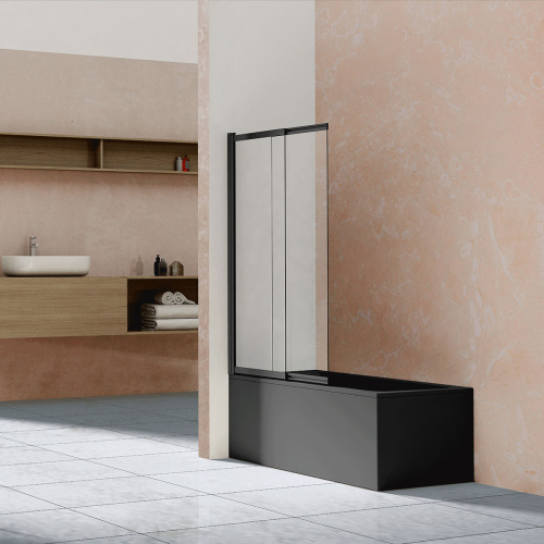 Душевая шторка на ванну Vincea VSB-1E VSB-1E100CLB 100х145 стекло прозрачное профиль черный