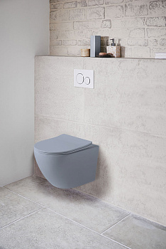 Унитаз подвесной Vincea Globo VT1-14SMO голубой матовый с сиденьем микролифт безободковый душевой смыв